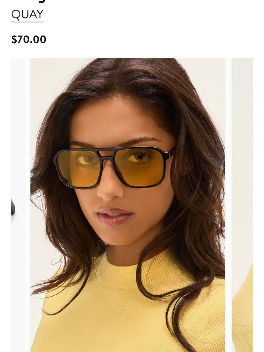 Quay Australia Black Frame Sunglasses with Yellow Lenses